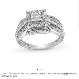 Elegant Silver Multi-Diamond Engagement Ring